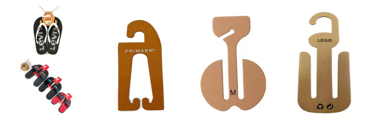 FSC Natural Recyclable sustainable kraft cardboard hangers for shoes Footwear shops