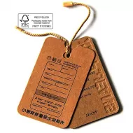 100% FSC Recycled Biodegradable paper card hangtag for clothes