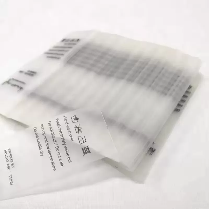 Custom Printing Soft Clothing TPU Care Washing Labels for Swimwear Transparent Clear TPU Garment Cap Labels