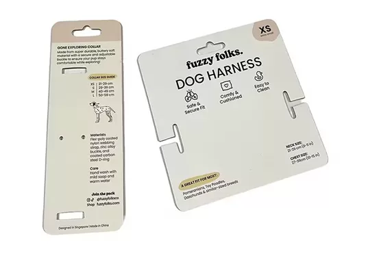 Cardboard Dog Paper Cards Display Hang Tag holder for dog harness packaging